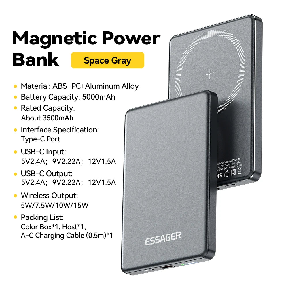 MagSafe EssAger Power Bank — Slim 5000mAh